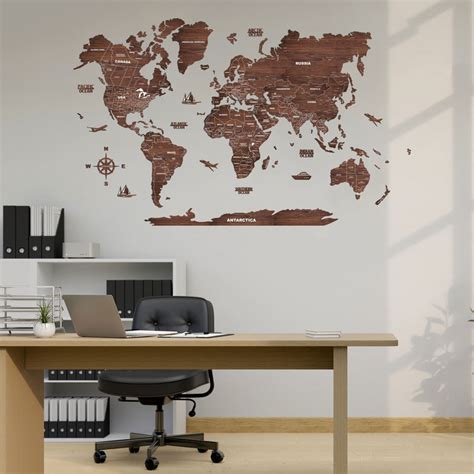 2D wooden world Map • The Map Store