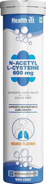 Buy HEALTHVIT N-ACETYL L-CYSTEINE 600MG - SUGAR FREE 10 EFFERVESCENT ...