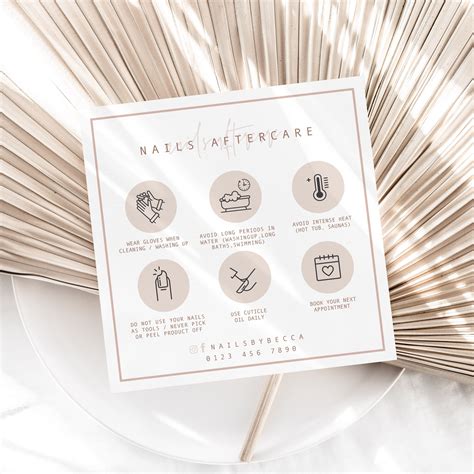 Unique Aftercare Card Template for Nail Salons, with Editable Business Card and Client Care Tips ...