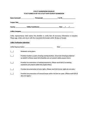 Fillable Online deldot UTILITY SUBMISSION CHECKLIST Fax Email Print ...