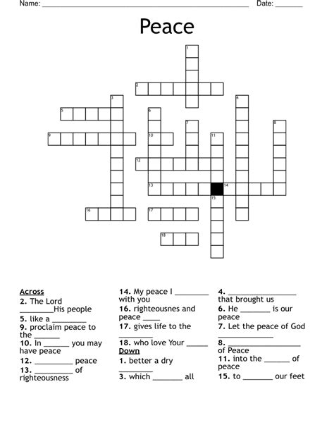 Peace Crossword - WordMint