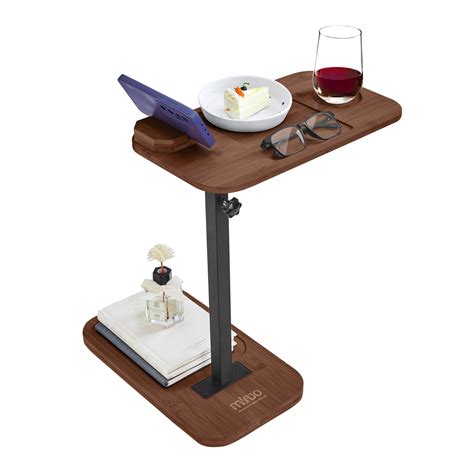MIAJO Adjustable Side Table, Swivel TV Tray Table & 360° Rotating Phone ...