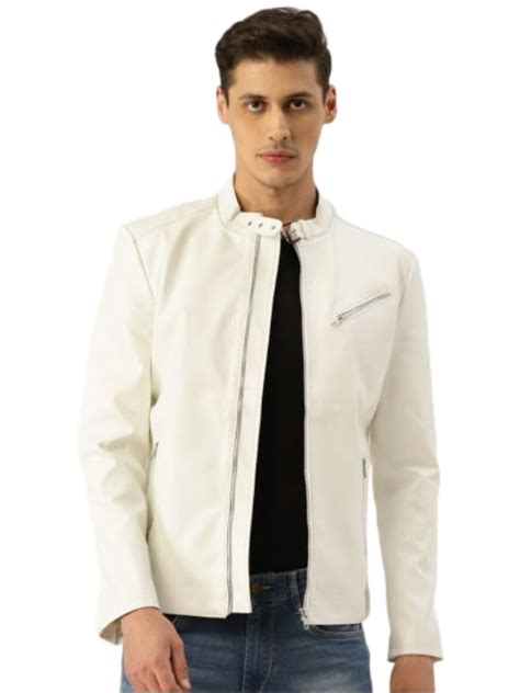 Buy Leather Retail Men's White Spanish Design Faux Leather Jacket ...