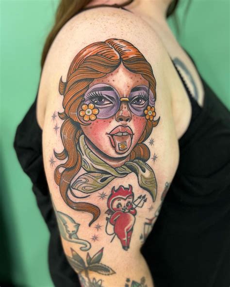 Neo Traditional Pin Up Girl Tattoo
