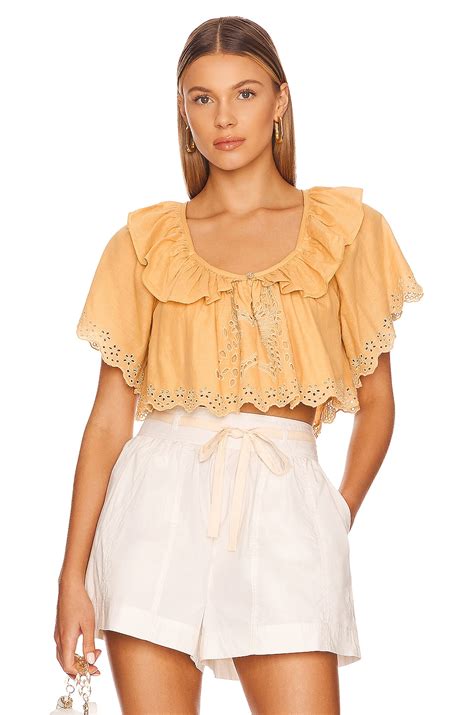 Tularosa Adrianna Embroidered Top in Golden Spice | REVOLVE