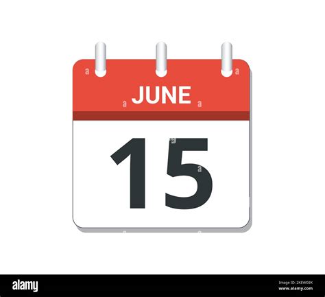June 15th calendar icon vector. Concept of schedule, business and tasks ...
