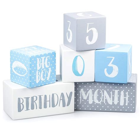 Premium Baby Boy Monthly Milestone Age Photo Blocks | Wooden Double Set ...