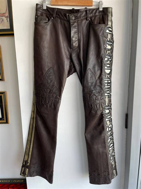 Chrome Hearts Custom Leather Cross Pants Jeans | Chrome hearts leather ...