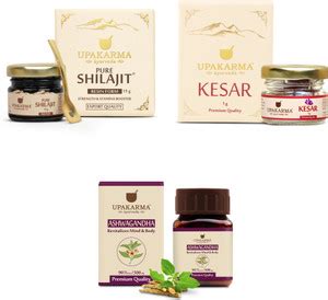 UPAKARMA Combo of Pure =Resin 15g, Ashwagandha 90 Capsules, and Kesar ...