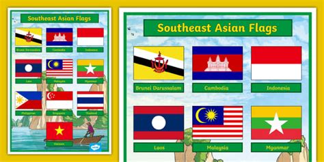 Southeast Asia Flags Display Poster (teacher made) - Twinkl