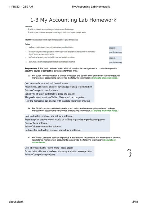 SOLUTION: My accounting lab homework - Studypool