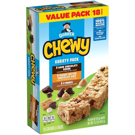 Quaker Chewy Granola Bars, Variety Pack, 0.84 Oz Bars, 18 Ct - Walmart.com