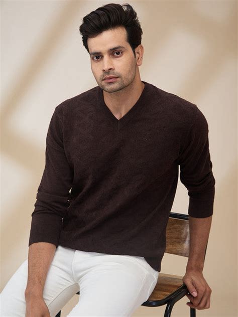 Colorplus Men Brown Structure Regular Fit Wool Blend Sweater – MyRaymond