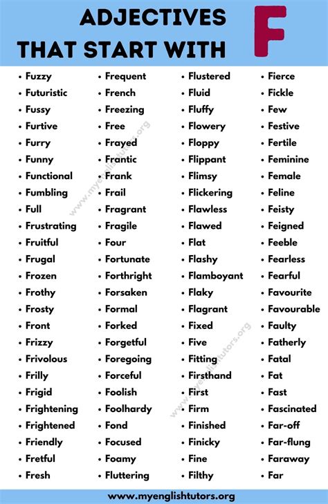 Adjectives that start with f top 110 useful adjectives starting with f ...