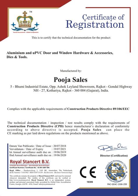 Best Certificates in Architectural Hardware | Poojasales Hardware