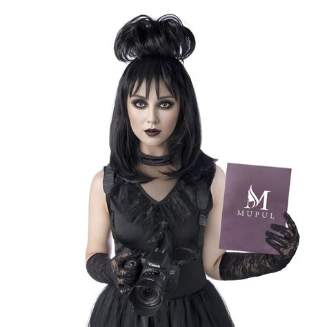 MUPUL Black Cosplay Wig With Bun,Bride Wigs For Costumes,Halloween ...
