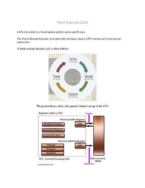 Fetch-Execute Cycle Summary for CPU Instructions - Studocu