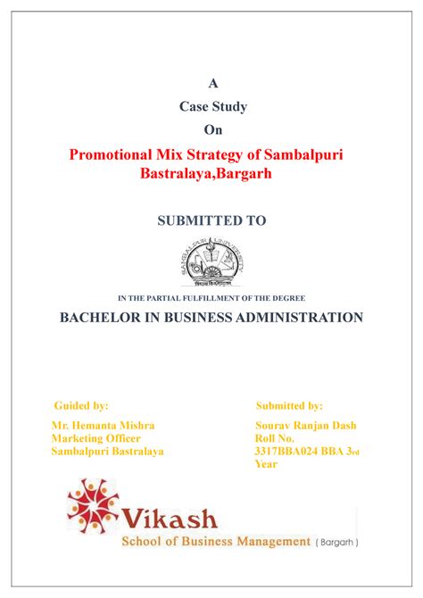 Sourav SIP - A Case Study On Promotional Mix Strategy of Sambalpuri ...