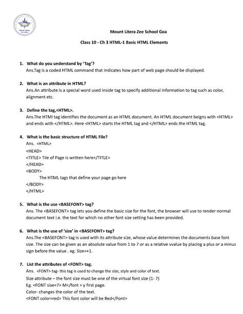 Image result for HTML Code Class 10