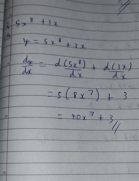 differentiate 5x^8+3x - Brainly.in