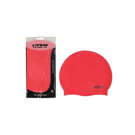 Buy Viva Swimming Unisex Silicone Swimming Cap with Zip Pouch Red Online
