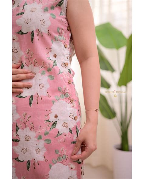Baby Pink 2 Piece Kantha Floral Pure Cotton Kurta Set For Women – Label ...