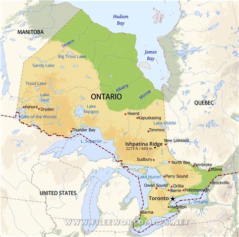 Physical map of Ontario