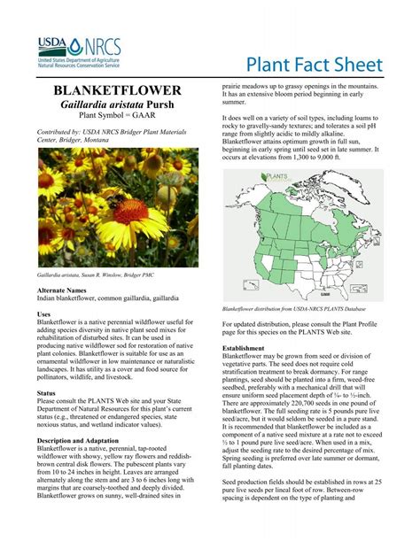 (Gaillardia aristata) Plant Fact Sheet - USDA Plants Database