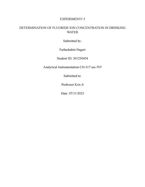 Image result for Flouride Determination Potentiometry Data Making Lab Report