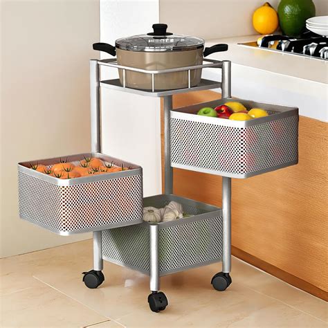 Kuber Industries Kitchen Storage Rack | 3-Tier Square Multipurpose ...