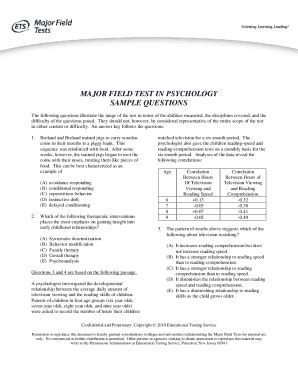 Major Field Test Psychology Practice Test - Fill Online, Printable ...