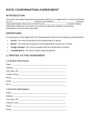Rate Confirmation Agreement Template - Fill and Sign Printable Template ...