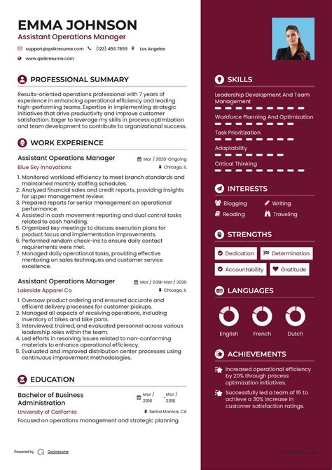 10+ Assistant Operations Manager Resume Samples & Templates for 2025
