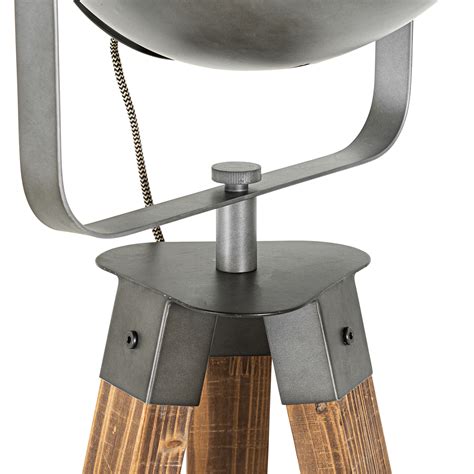 Industrial Tripod Floor Lamp Steel with Wood Tiltable - Emado