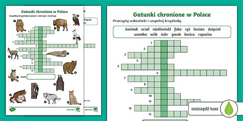Dzień Zwierząt | Gatunki chronione w Polsce | Krzyżówka