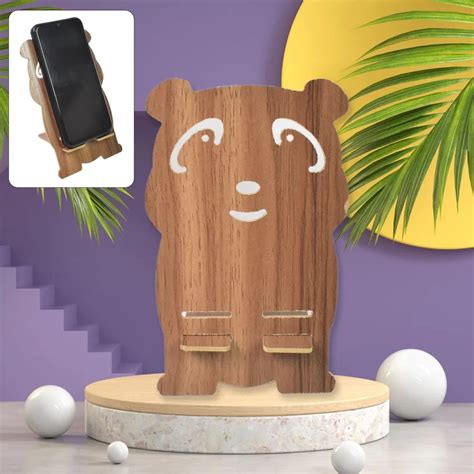 Wooden Cartoon Shape Design Mobile Stand Cute Holder – BUYZO