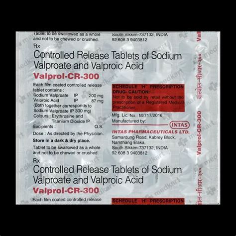 VALPROL CR 300MG TABLET 10'S Price, Uses, Side Effects & Substitutes ...