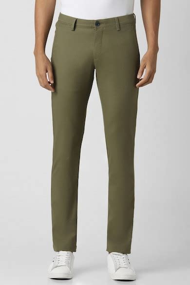 Buy Men Olive Solid Slim Fit Trousers Online - 39664502 | Van Heusen