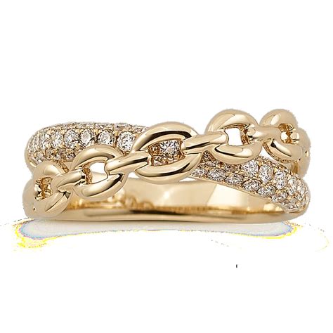 Beaumonde Diamond and Link Crossover Ring in 14K Yellow Gold | Shane Co.