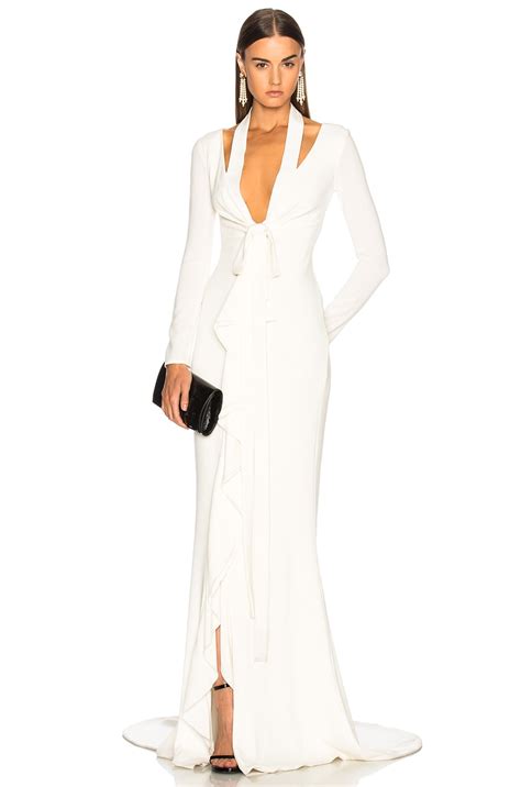 Oscar de la Renta Tie Front Cutout Gown in Cream | FWRD