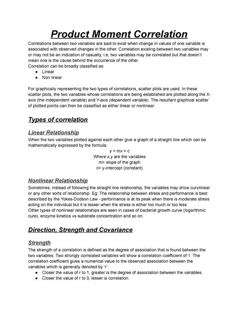 Product Moment Correlation - Product Moment Correlation Correlations ...