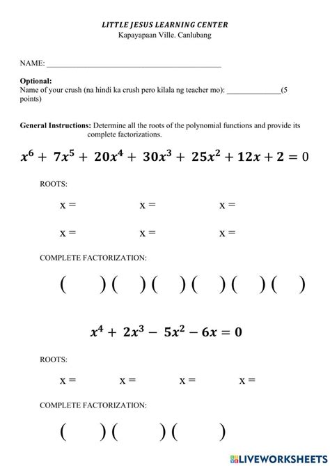 Image result for Rational Zero Theorem Worksheet