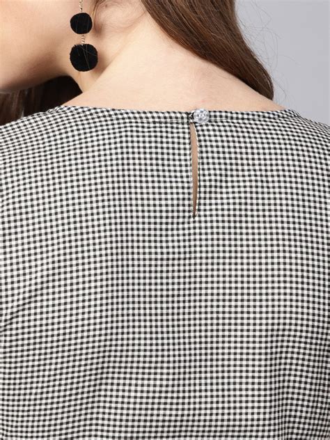 Shop Bhama Couture Women Black & Off-White Checked Empire Pure Cotton ...