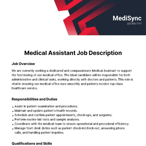 Medical Assistant Job Description Template - Edit Online & Download ...