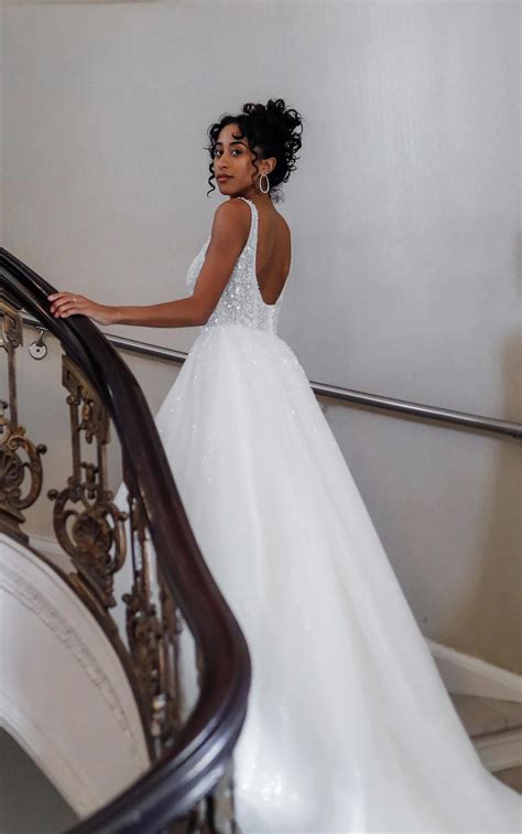 Sparkly Floral Lace Tulle Ballgown with Square Neckline