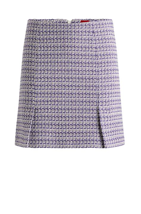 HUGO - Patterned mini skirt in a cotton blend - Purple Patterned