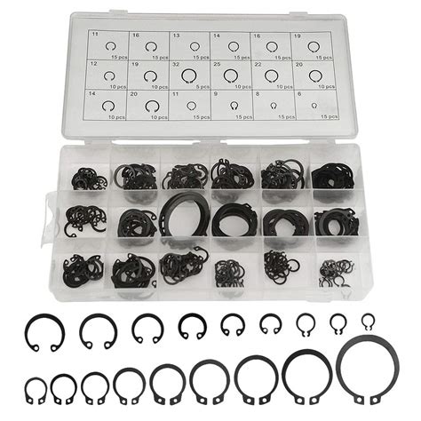 XINGYHENG 225Pcs 18 Sizes Alloy Steel Circlip Snap Ring External ...