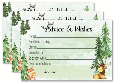 Woodland Creatures Baby Shower Games - 50 Advice Cards for Mommy with ...