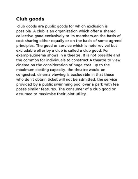 Club Good - Public finance - Club goods club goods are public goods for ...