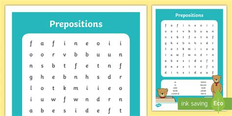 Preposition Word Search | Preposition Worksheet - Twinkl